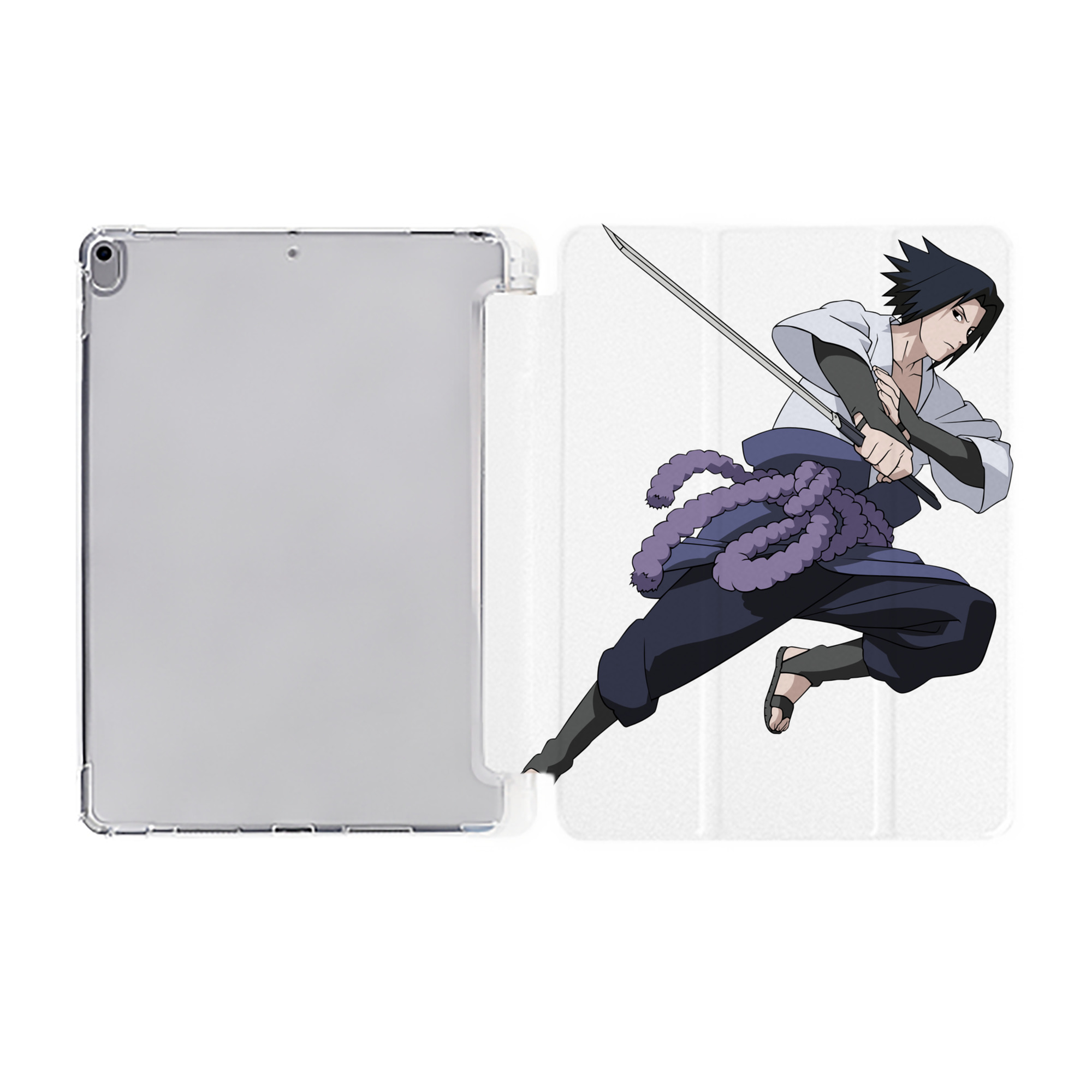 （画像用） NARUTO -ナルト- うちは サスケ Uchiha Sasuke IPad ケース ペン収納付き 三つ折りスタンド PUレザー×シリコン 対応機種9.5/10.5/10.9インチ